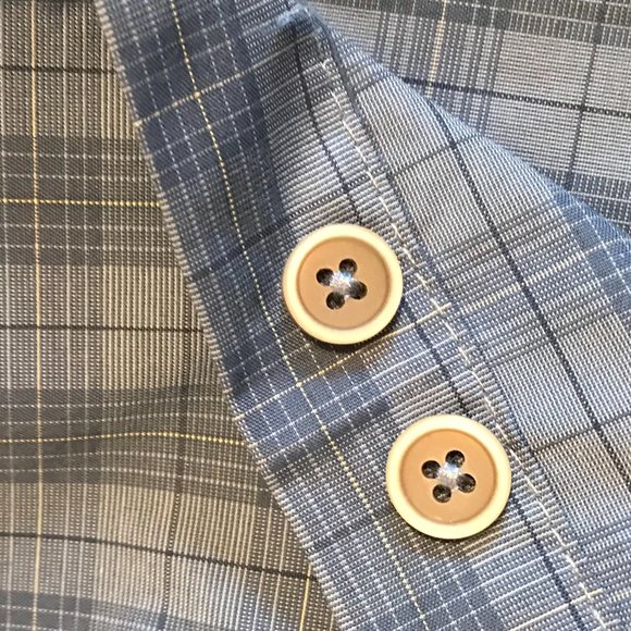 GH Bass Earth Blue Plaid Short Sleeve Two Pocket Men's Shirt Large - Picture 14 of 16